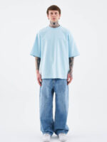 تیشرت بیسیک ماچینیست Oversized رنگ Light blue - Image 4