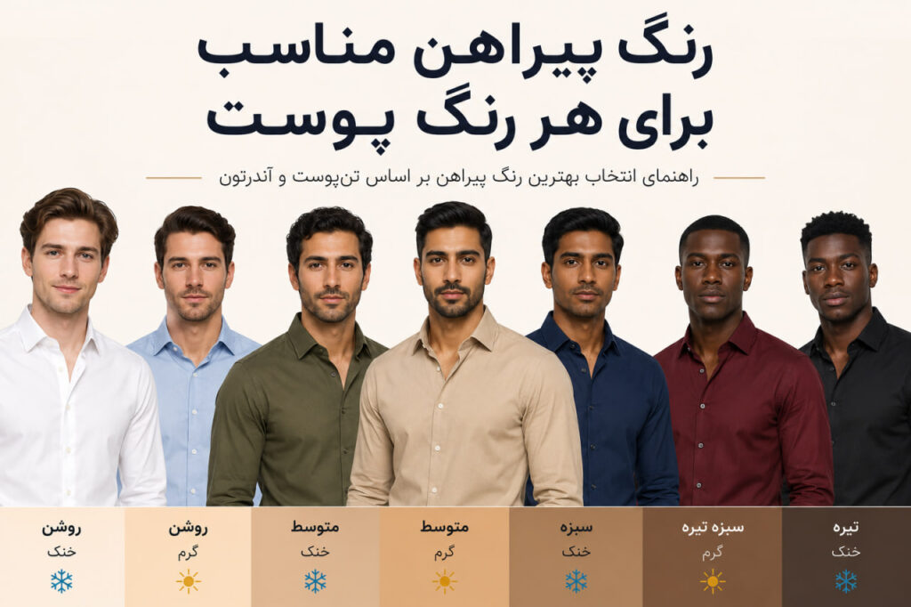 رنگ پیراهن مناسب برای هر رنگ پوست: راهنمای علمی و بصری