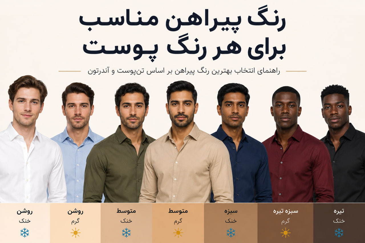 رنگ پیراهن مناسب برای هر رنگ پوست: راهنمای علمی و بصری